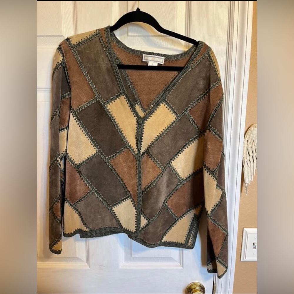 Patchwork V-Neck Sweater - image 1